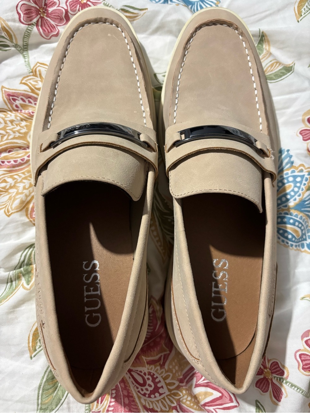 GUESS Men’s Beige Suede Loafers